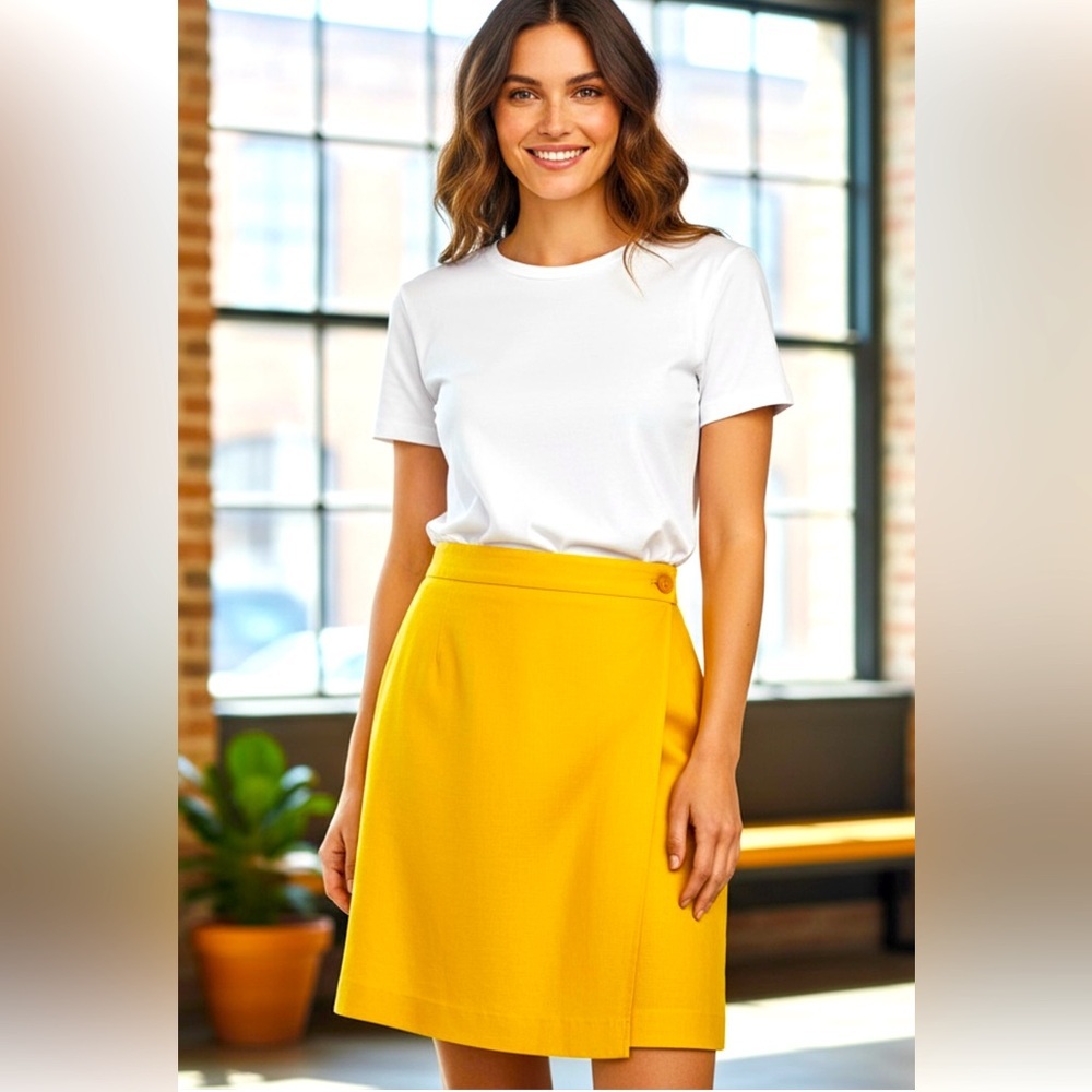 Versace Vintage Linen Yellow Skirt